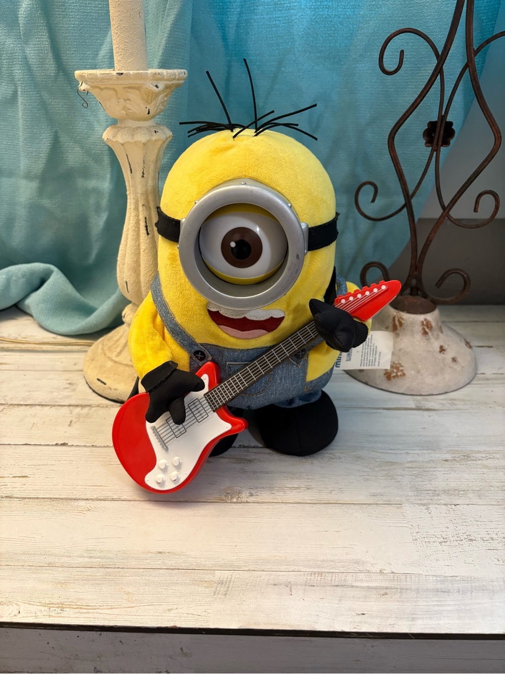 Minions Plush Toy with Red Guitar - plays music and moves